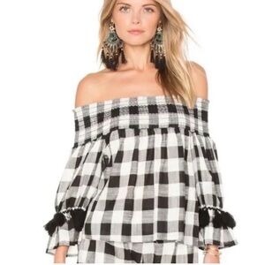 Misa Los Angeles Black and White Plaid Top